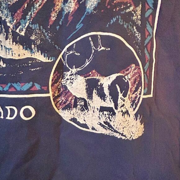 VINTAGE Single Stitch Denver Colorado Destination Elk Wolf Eagle USA Mens XL - Picture 6 of 10